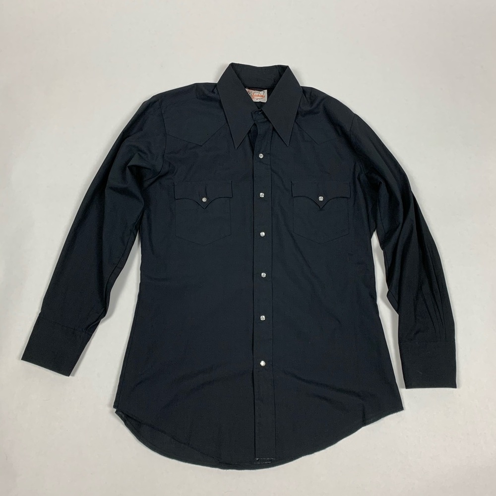 Vtg Black Western Shirt Western Fashions L